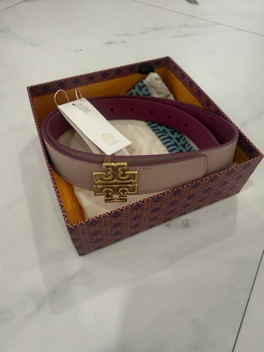 Tory Burch 1" Double T Reversible Belt Women's Size Small - Picture 1 of 6